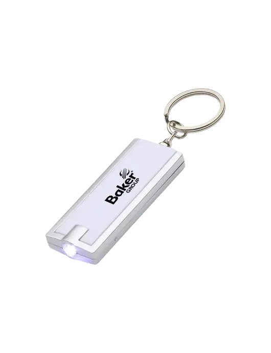 Simple Touch White LED Keychain w/Baker Group Logo
