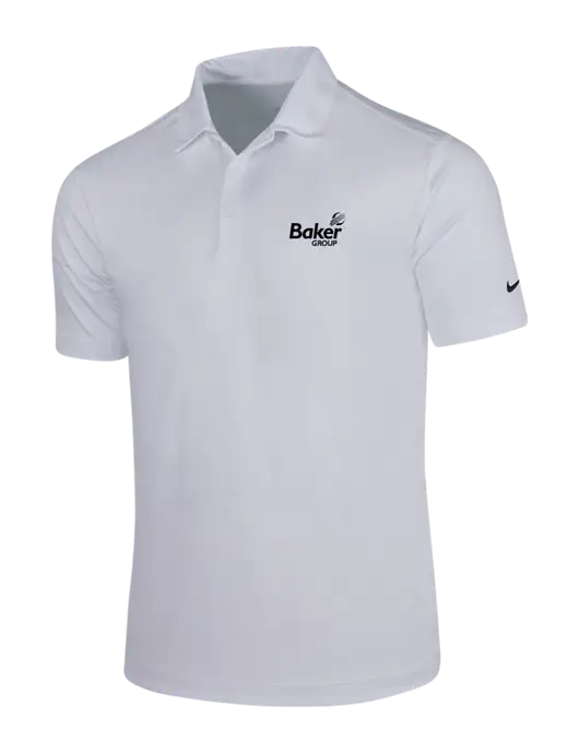 NIKE White Dri-Fit Vertical Mesh Polo w/Baker Group Logo