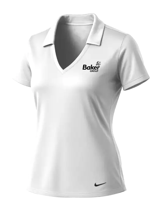 NIKE White Womens Dri-Fit Vertical Mesh Polo w/Baker Group Logo