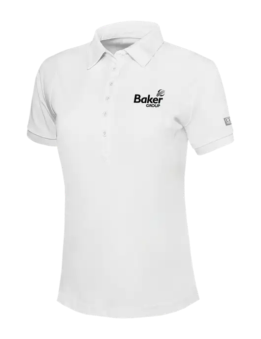 OGIO Womens Bright White Jewel Polo w/Baker Group Logo