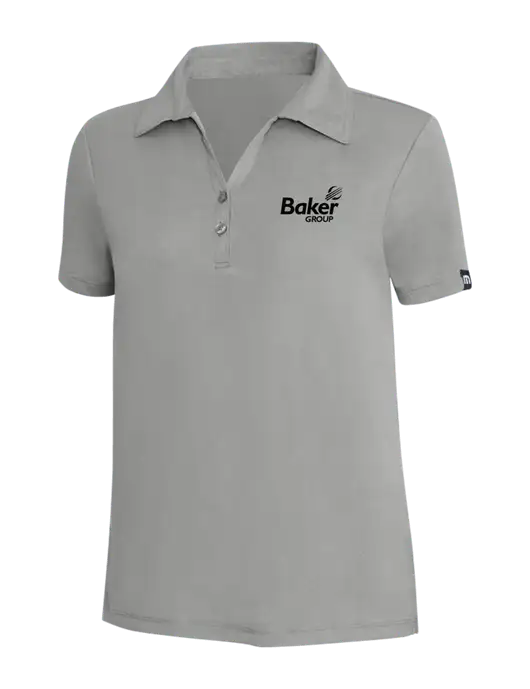 TravisMathew Light Grey Heather Womens Coto Performance Polo w/Baker Group Logo