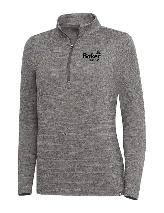 TravisMathew Medium Grey Heather Womens Crestview 1/4 Zip w/Baker Group Logo