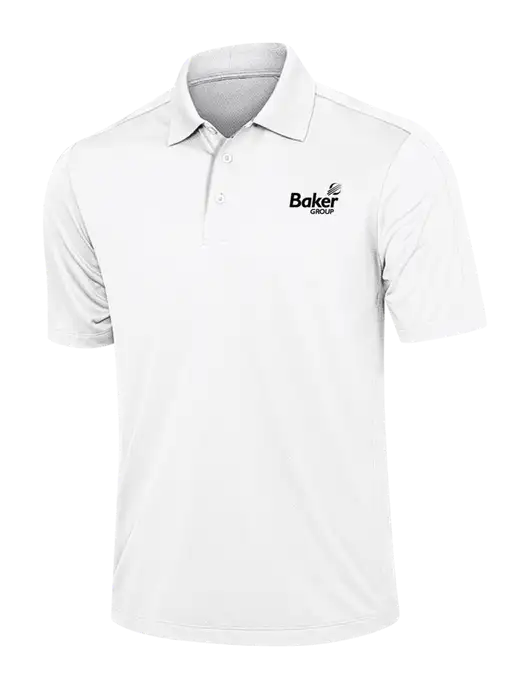 White Diamond Textured Jacquard Polo w/Baker Group Logo