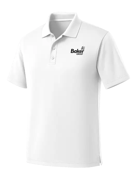 White Dry Zone UV Micro Mesh Polo w/Baker Group Logo