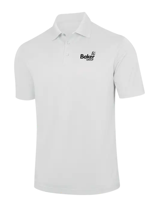White Performance Fine Jacquard Polo w/Baker Group Logo