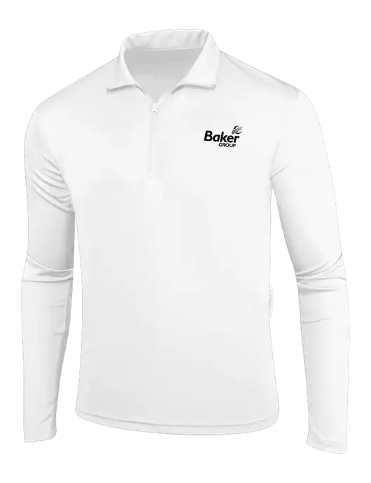 White PosiCharge Competitor 1/4 Zip Pullover w/Baker Group Logo