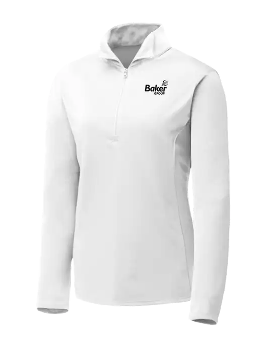 White Womens Posicharge Competitor ¼ Zip Pullover w/Baker Group Logo