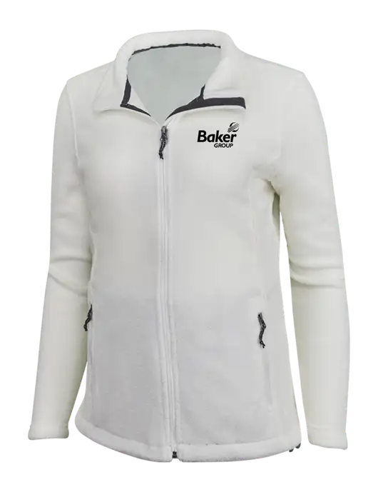 Womens White Fleece Jacket w/Baker Group Logo