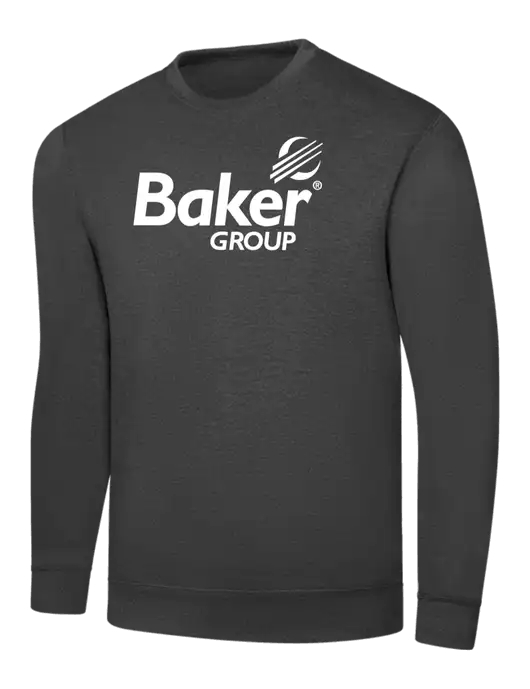 Dark Heather Grey 7.8 oz Ring Spun Crew Sweatshirt w/Baker Group Logo