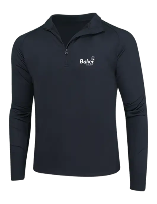 Black Sport Wick Stretch 1/4 Zip Pullover w/Baker Group Logo
