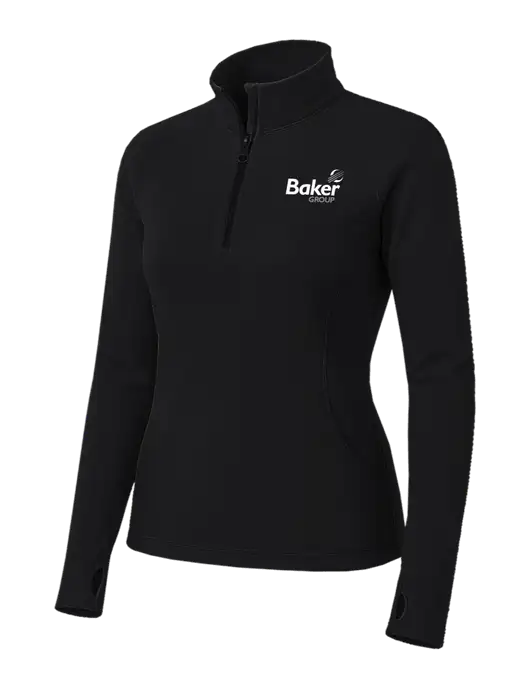 Womens Black Sport Wick Stretch 1/4 Zip Pullover w/Baker Group Logo