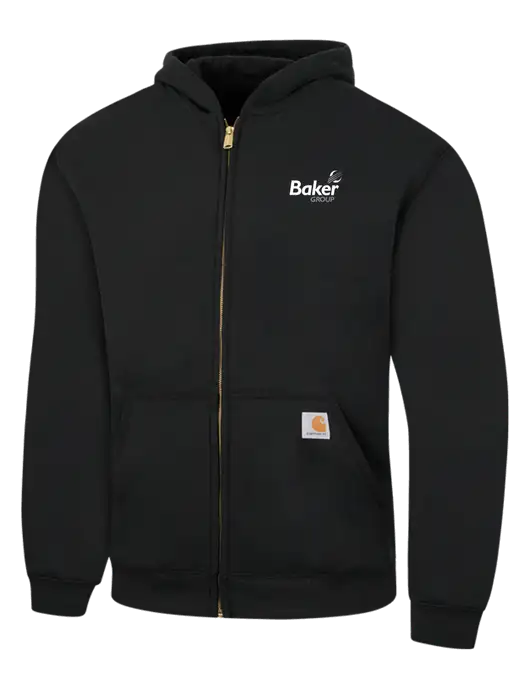 Carhartt Black Midweight Hooded Zip-Front Sweatshirt w/Baker Group Logo