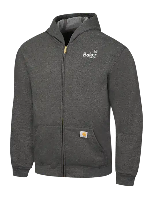 Carhartt Dark Grey Heather Midweight Hooded Zip-Front Sweatshirt w/Baker Group Logo