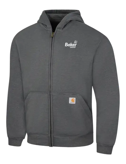 Carhartt Dark Grey Heather Rain Defender Paxton Heavyweight Hooded Zip-Front Sweatshirt w/Baker Group Logo