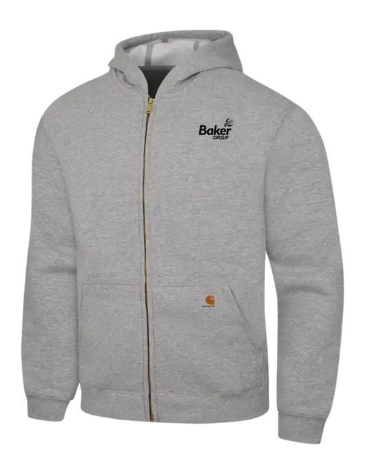 Carhartt Light Grey Heather Midweight Hooded Zip-Front Sweatshirt w/Baker Group Logo