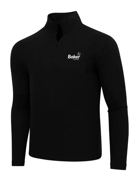 Adidas  Black Melange 3 Stripes Quarter Zip Sweater w/Baker Group Logo