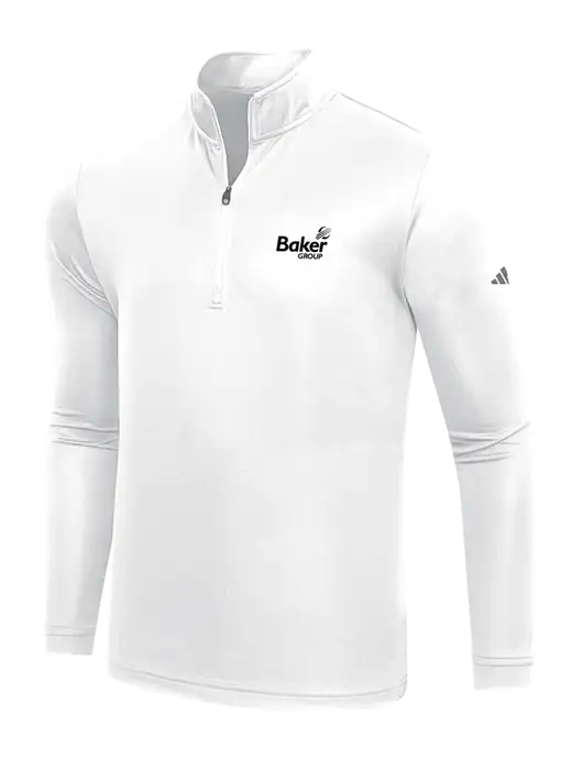 Adidas White  Lightweight Quarter Zip Pullover w/Baker Group Logo