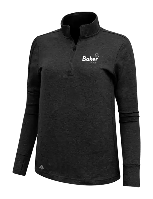 Adidas Black Melange Womens 3 Stripes Quarter Zip Sweater w/Baker Group Logo