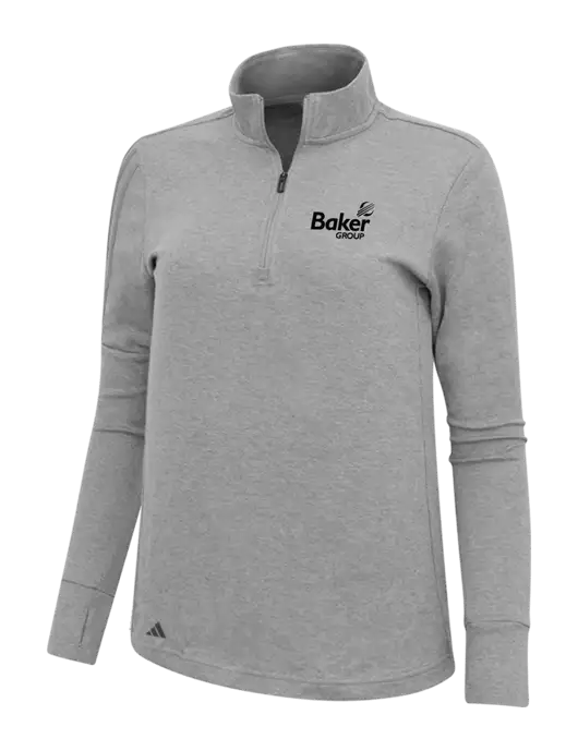 Adidas Light Grey Melange Womens 3 Stripes Quarter Zip Sweater w/Baker Group Logo