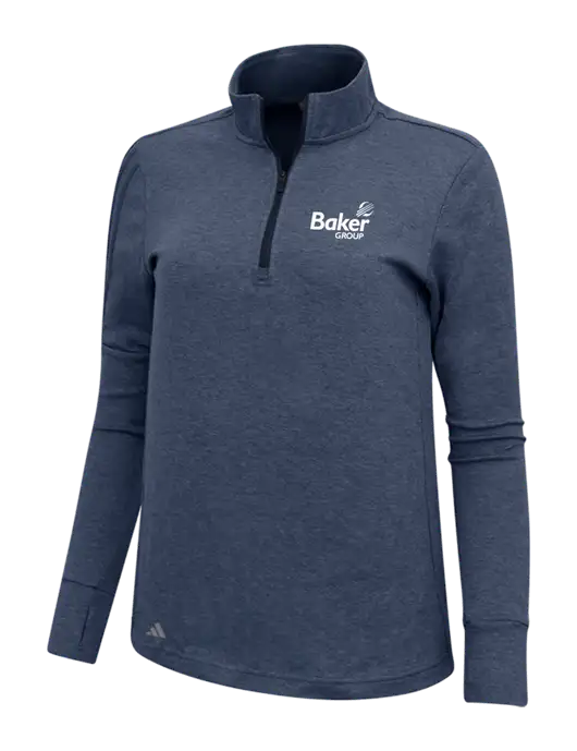 Adidas Navy Melange Womens 3 Stripes Quarter Zip Sweater w/Baker Group Logo