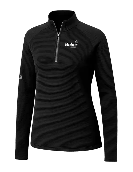 Adidas Womens Black Spacer Quarter-Zip Pullover  w/Baker Group Logo