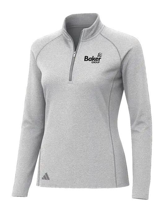 Adidas Womens Light Grey Heather Space Dyed Quarter-Zip Pullover  w/Baker Group Logo