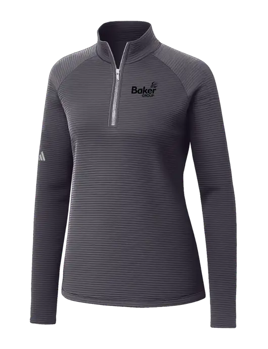 Adidas Womens Medium Grey Spacer Quarter-Zip Pullover  w/Baker Group Logo