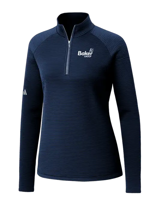 Adidas Womens Navy Spacer Quarter-Zip Pullover  w/Baker Group Logo