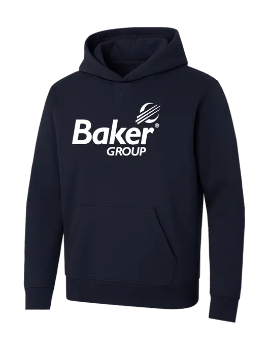 Allmade Dark Navy Organic French Terry Pullover Hoodie w/Baker Group Logo