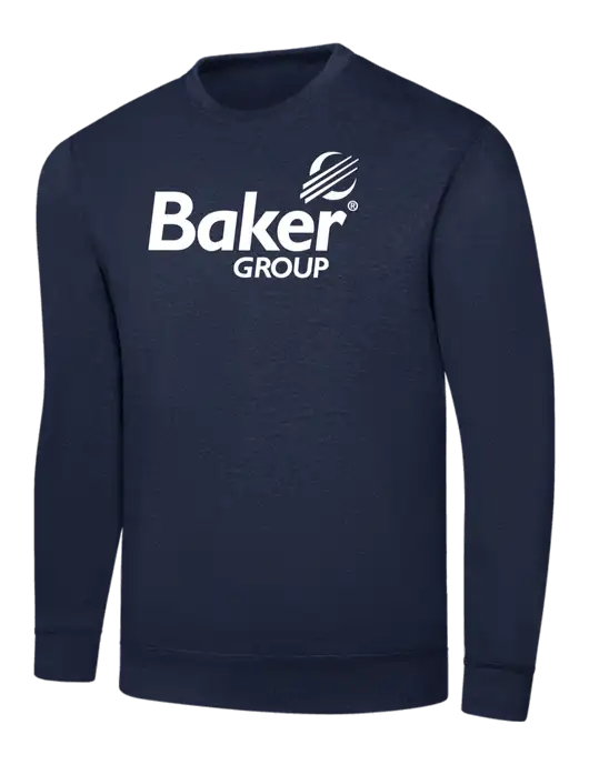 Navy 7.8 oz Ring Spun Crew Sweatshirt w/Baker Group Logo