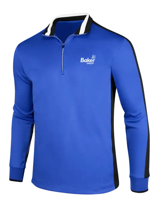 NIKE Game Royal/Black/White Dry-Fit 1/2 Zip Cover-Up w/Baker Group Logo