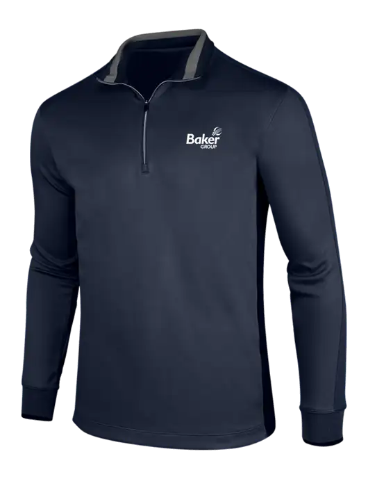 NIKE Midnight Navy Heather/Midnight Navy Dry-Fit 1/2 Zip Cover-Up w/Baker Group Logo