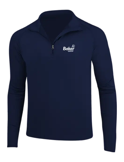 Navy Sport Wick Stretch 1/4 Zip Pullover w/Baker Group Logo
