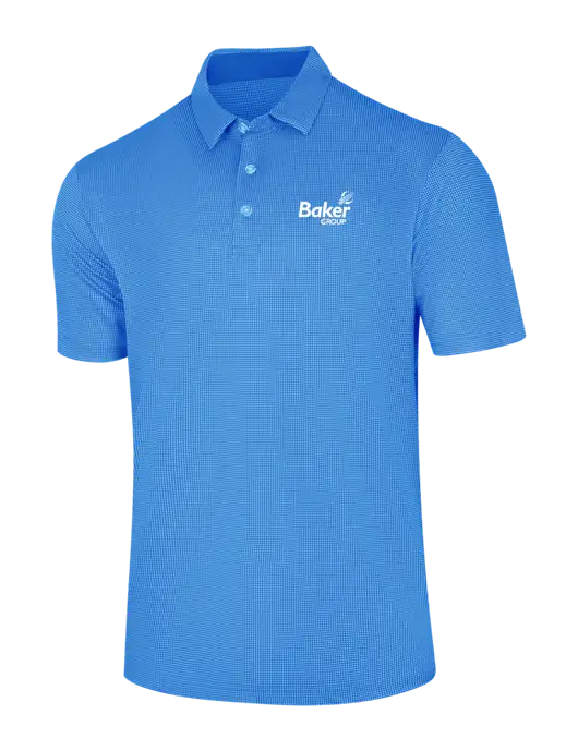 Callaway Carolina Blue Fashion Gingham Polo w/Baker Group Logo