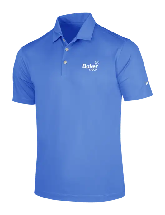 NIKE Light Royal Blue Dri-Fit Vertical Mesh Polo w/Baker Group Logo