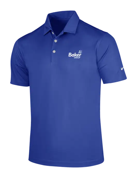 NIKE Dark Royal Dri-Fit Vertical Mesh Polo w/Baker Group Logo
