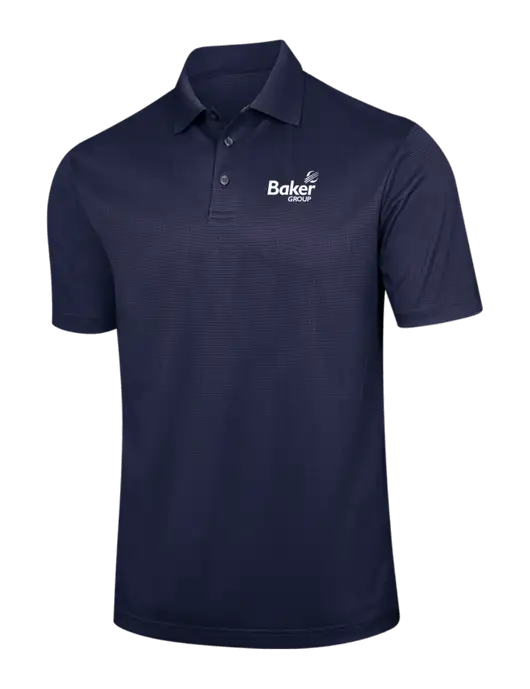 Navy Performance Fine Jacquard Polo w/Baker Group Logo