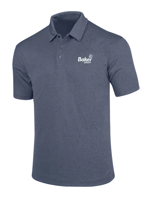True Navy Trace Heather Polo w/Baker Group Logo