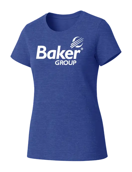 Womens Seriously Soft Royal Frost T-Shirt w/Baker Group Logo