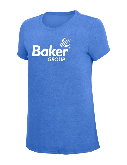 Womens Simply Soft Royal Frost 4.5oz  Poly/Combed Ring Spun Cotton T-Shirt w/Baker Group Logo