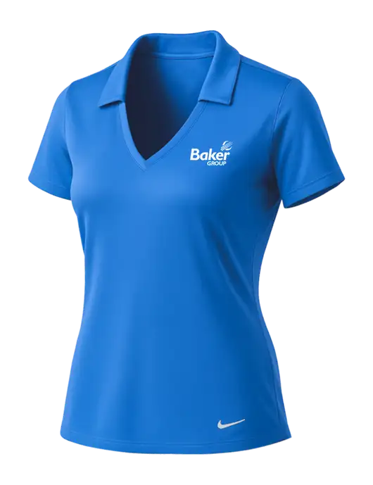 NIKE Carolina Blue Womens Dri-Fit Vertical Mesh Polo w/Baker Group Logo