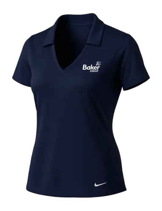 NIKE Dark Navy Womens Dri-Fit Vertical Mesh Polo w/Baker Group Logo