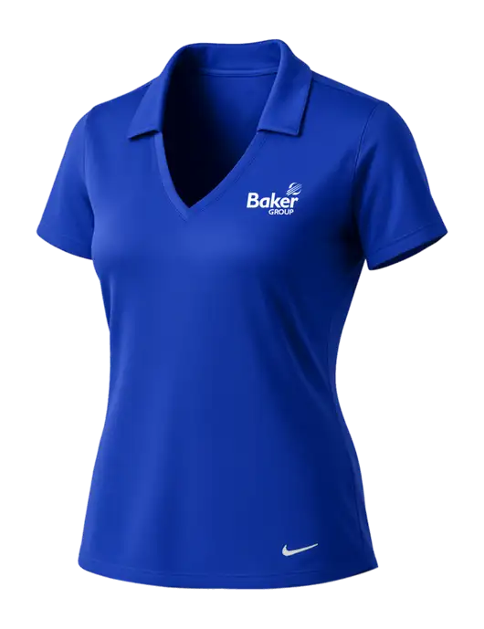 NIKE Dark Royal Womens Dri-Fit Vertical Mesh Polo w/Baker Group Logo