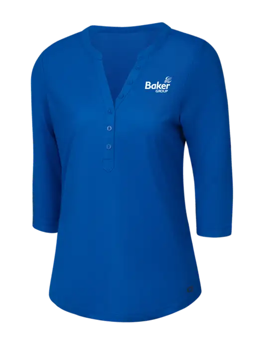 OGIO Royal Blue Jewel Henley w/Baker Group Logo
