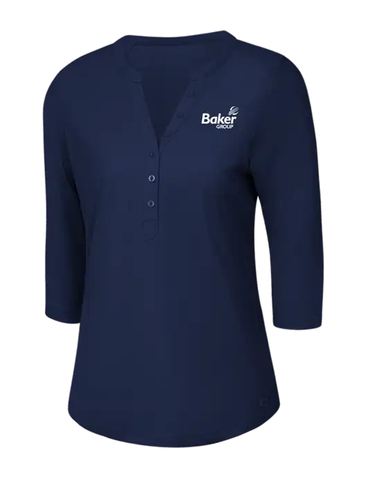 OGIO Navy Jewel Henley w/Baker Group Logo