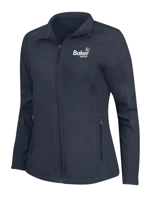Navy Womens Core Soft Shell Jacket w/Baker Group Logo