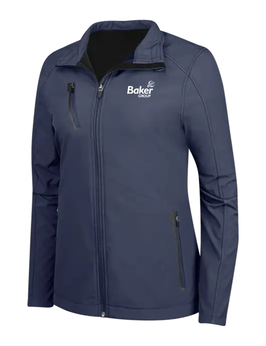 Navy Womens Welded Softshell Jacket w/Baker Group Logo