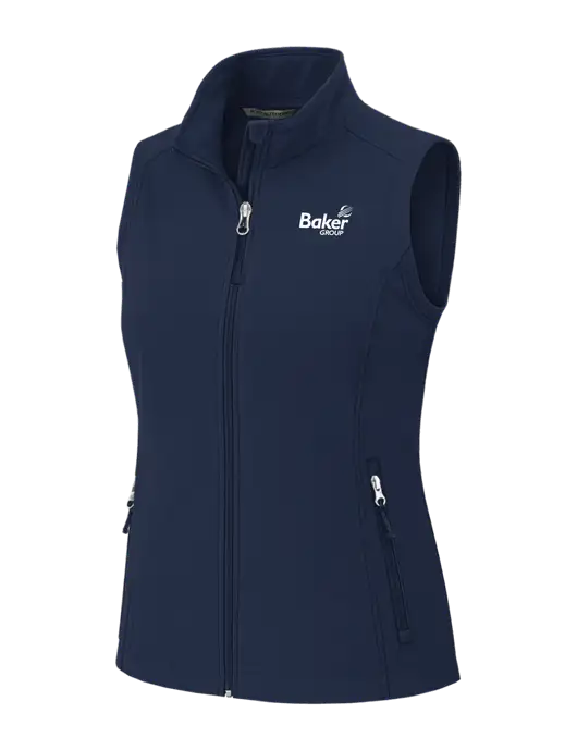 Navy Womens Core Soft Shell Vest w/Baker Group Logo
