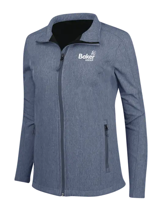 Navy Heather Womens Core Soft Shell Jacket w/Baker Group Logo