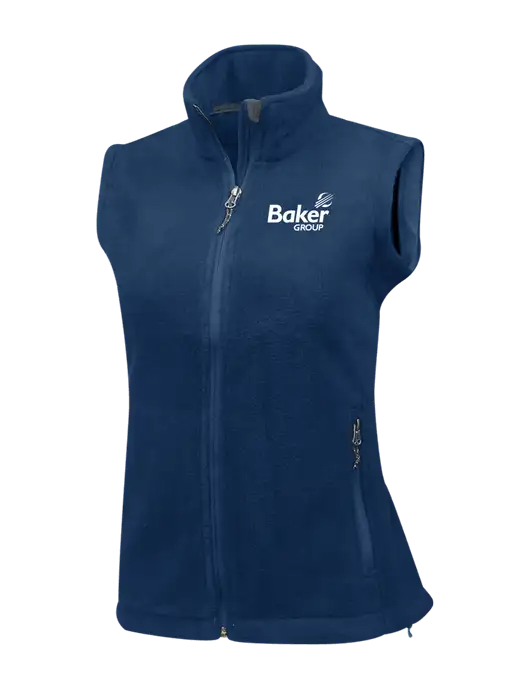 Navy Womens Fleece Vest w/Baker Group Logo